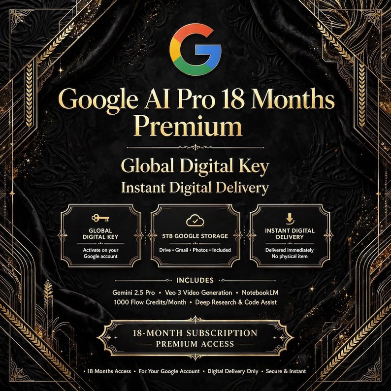 Google AI Pro 18 mois | Accès avancé Gemini | 2 To de stockage + Veo 3 | Clé numérique globale | Livraison instantanée pour les nouveaux comptes - Image 5