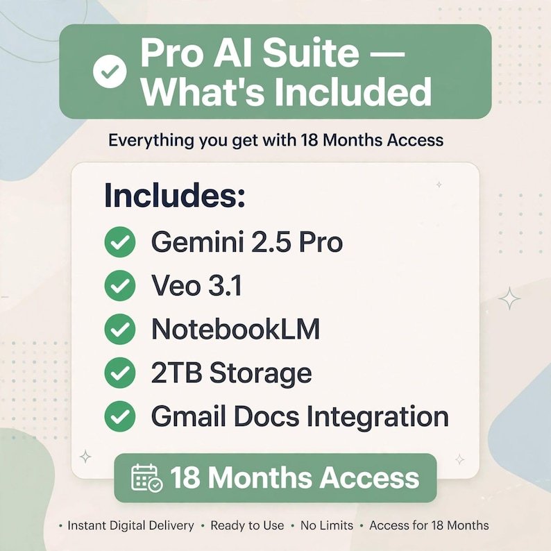 Google AI Pro 18 mois | Accès avancé Gemini | 2 To de stockage + Veo 3 | Clé numérique globale | Livraison instantanée pour les nouveaux comptes - Image 12
