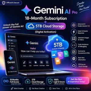 Abonnement Gemini AI Pro 18 mois + 5 To de stockage cloud | Activation numérique
