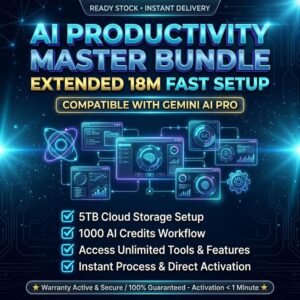 Pack complet de productivité IA ultime - Guide d'installation et de configuration rapide étendu à 18 mois. Compatible avec Gemini AI Pro et Digital Access.